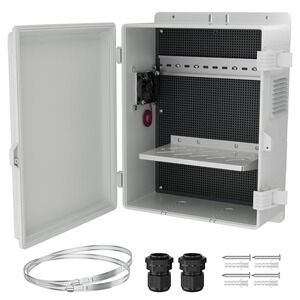 Outdoor Waterproof Dustproof ABS Plastic Enclosure Box w/Fan & Shelf 15.7x11x5.9